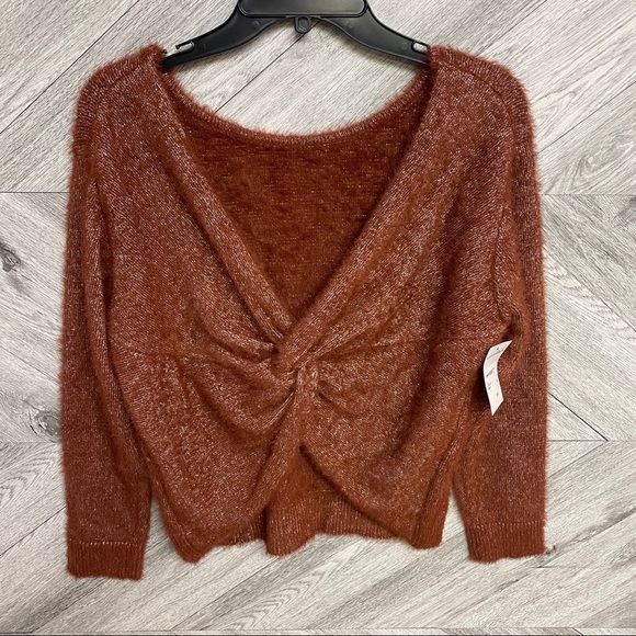 LUSH | Twist Knot Back Front/Sweater Cognac S NWT - Picture 4 of 6